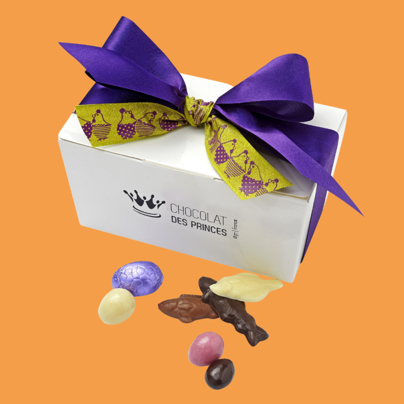 oeufs de Pâques caramel praliné pate d'amande et friture chocolat